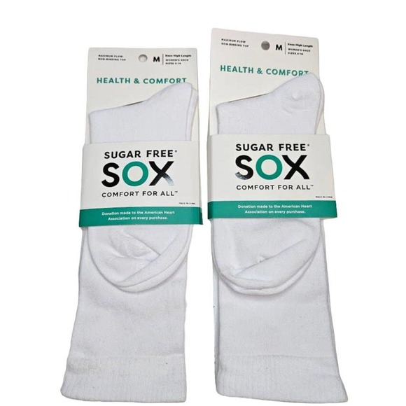Non-Binding Knee Length Women's Pack Of 2 Circulatory‎ Socks White Size Medium - Picture 1 of 7